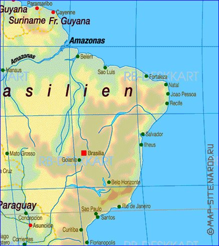 Fisica mapa de America em alemao