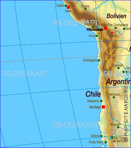 Fisica mapa de America em alemao