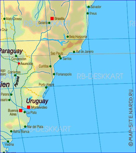 Fisica mapa de America em alemao