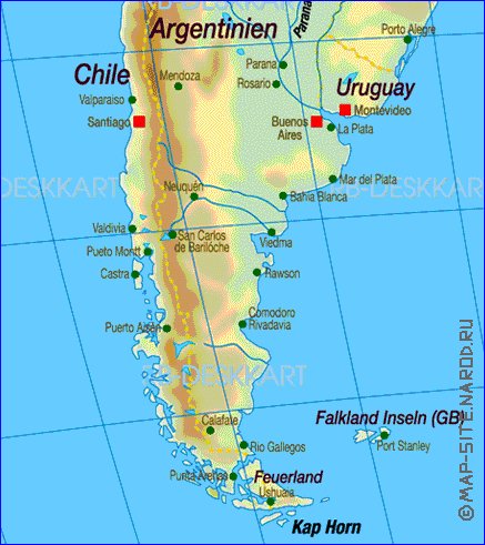 Fisica mapa de America em alemao