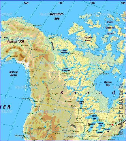 Fisica mapa de America em alemao