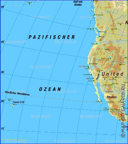 Fisica mapa de America em alemao