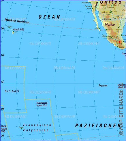 Fisica mapa de America em alemao