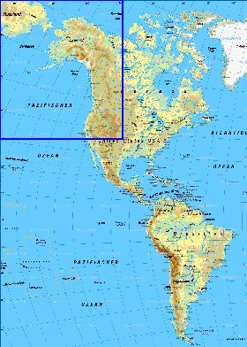 Fisica mapa de America em alemao