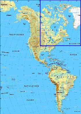 Fisica mapa de America em alemao