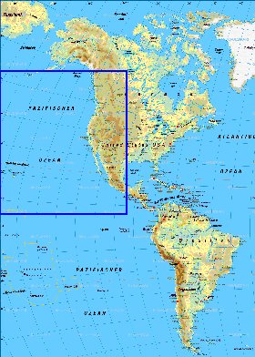 Fisica mapa de America em alemao