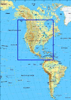 Fisica mapa de America em alemao