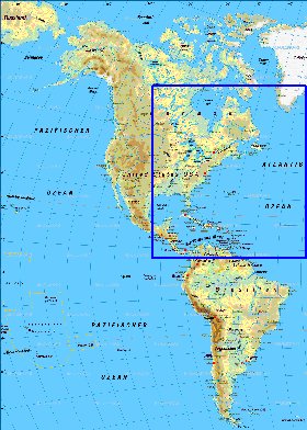 Fisica mapa de America em alemao