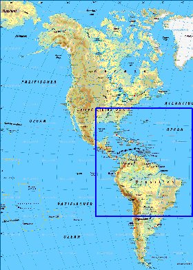 Fisica mapa de America em alemao