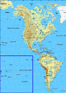 Fisica mapa de America em alemao