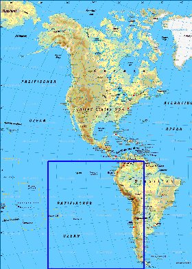 Fisica mapa de America em alemao