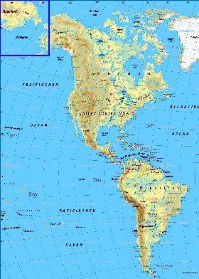 Fisica mapa de America em alemao