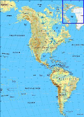 Fisica mapa de America em alemao