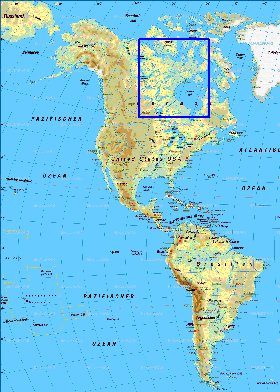 Fisica mapa de America em alemao