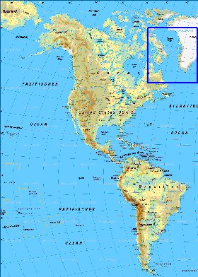 Fisica mapa de America em alemao