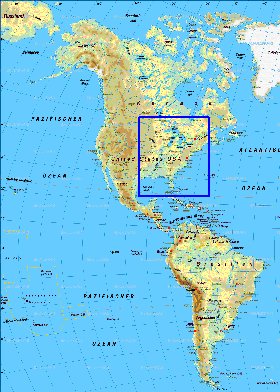 Fisica mapa de America em alemao