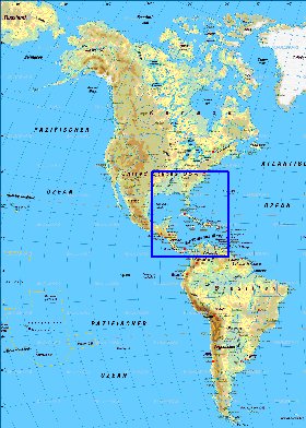 Fisica mapa de America em alemao