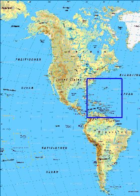 Fisica mapa de America em alemao