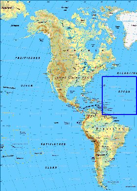 Fisica mapa de America em alemao