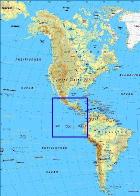 Fisica mapa de America em alemao