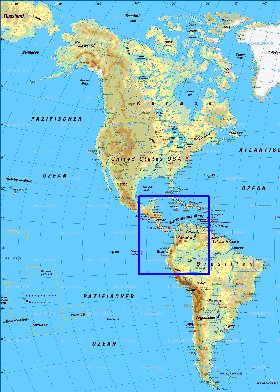 Fisica mapa de America em alemao