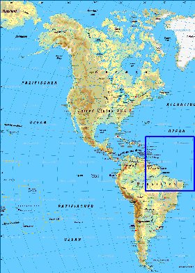 Fisica mapa de America em alemao