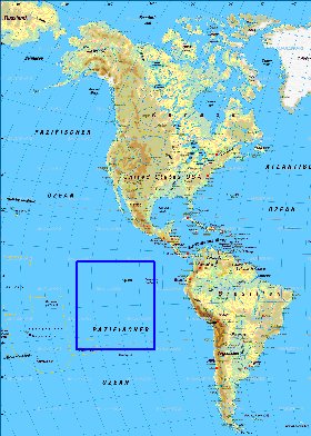 Fisica mapa de America em alemao