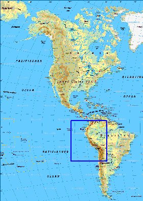 Fisica mapa de America em alemao