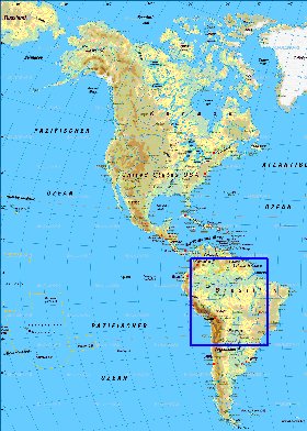 Fisica mapa de America em alemao