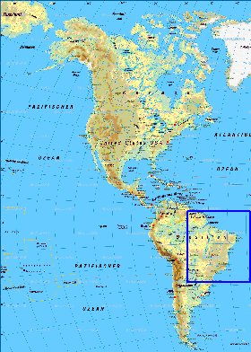 Fisica mapa de America em alemao