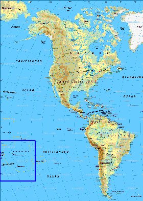 Fisica mapa de America em alemao