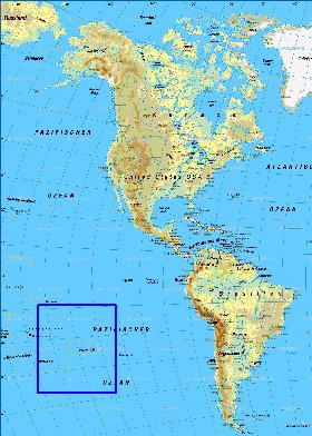 Fisica mapa de America em alemao