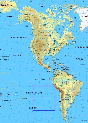 Fisica mapa de America em alemao