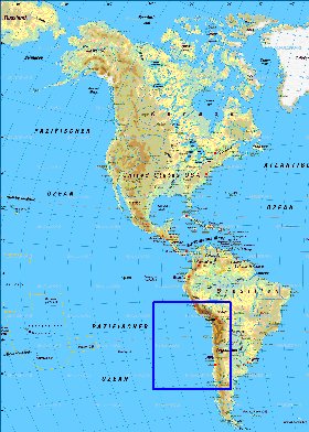 Fisica mapa de America em alemao