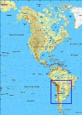 Fisica mapa de America em alemao