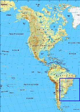 Fisica mapa de America em alemao