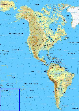 Fisica mapa de America em alemao