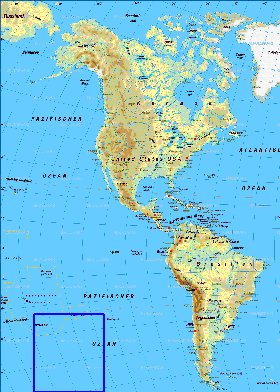 Fisica mapa de America em alemao