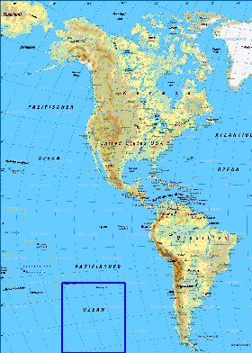 Fisica mapa de America em alemao