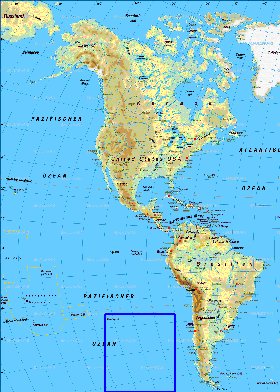 Fisica mapa de America em alemao