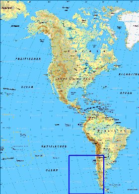 Fisica mapa de America em alemao