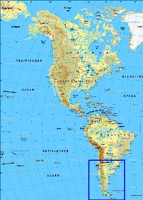 Fisica mapa de America em alemao