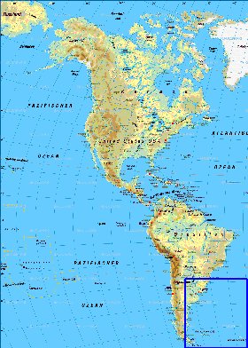 Fisica mapa de America em alemao