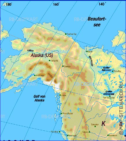 Fisica mapa de America em alemao