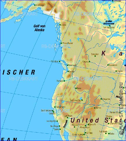 Fisica mapa de America em alemao