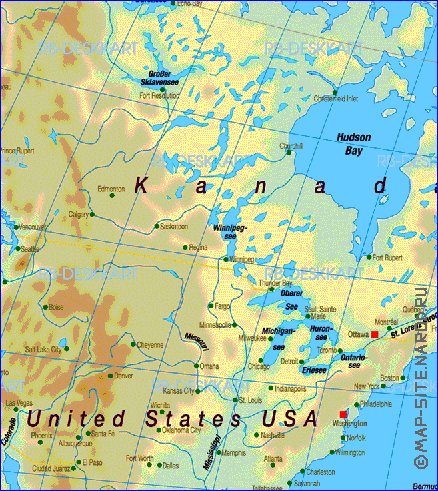 Fisica mapa de America em alemao