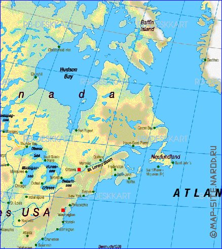 Fisica mapa de America em alemao