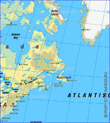 Fisica mapa de America em alemao