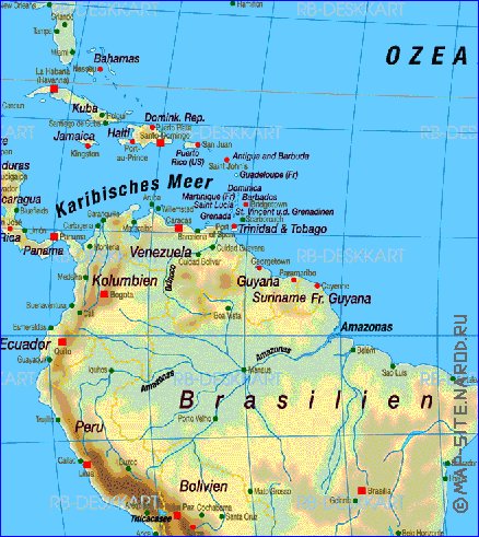 Fisica mapa de America em alemao