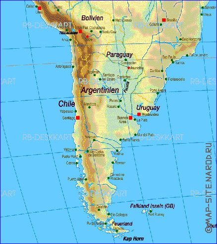 Fisica mapa de America em alemao